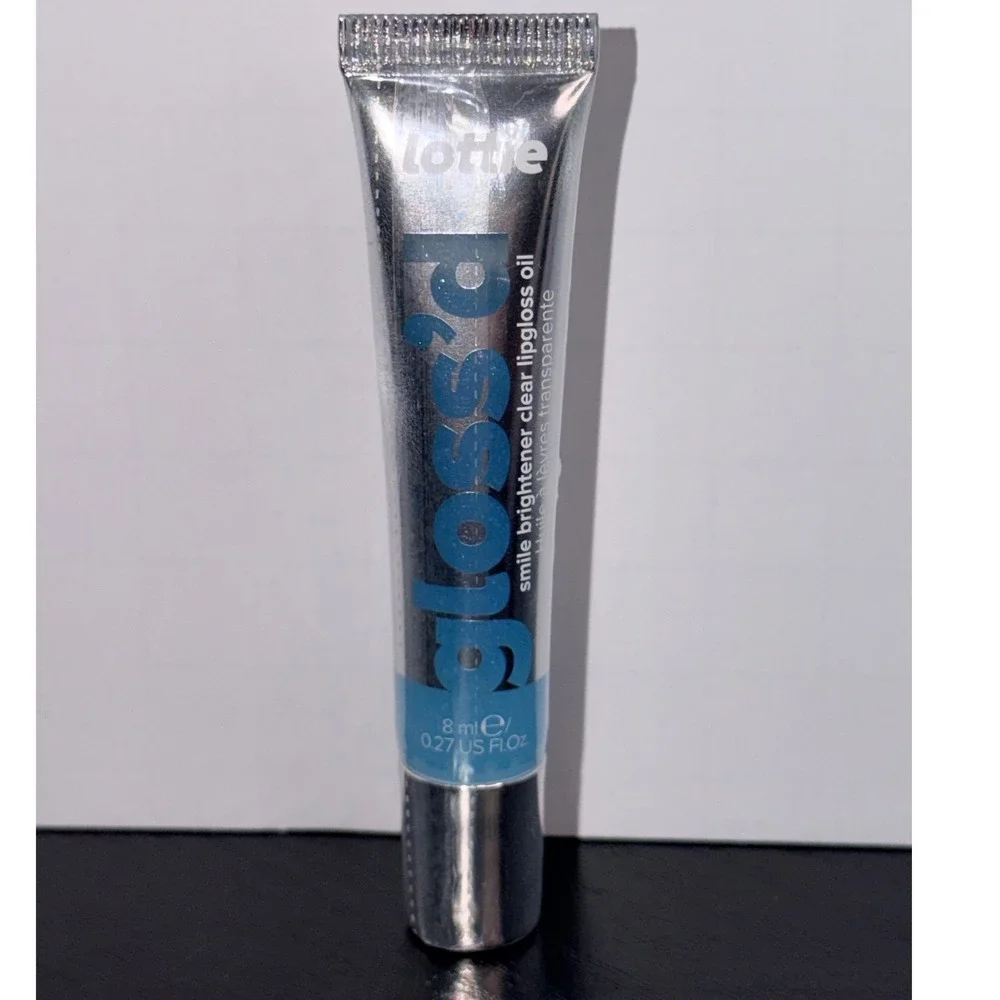 Lottie London Gloss'd Made Ya Smile Lip Gloss Oil Tint Clear Blue Pearl Vegan